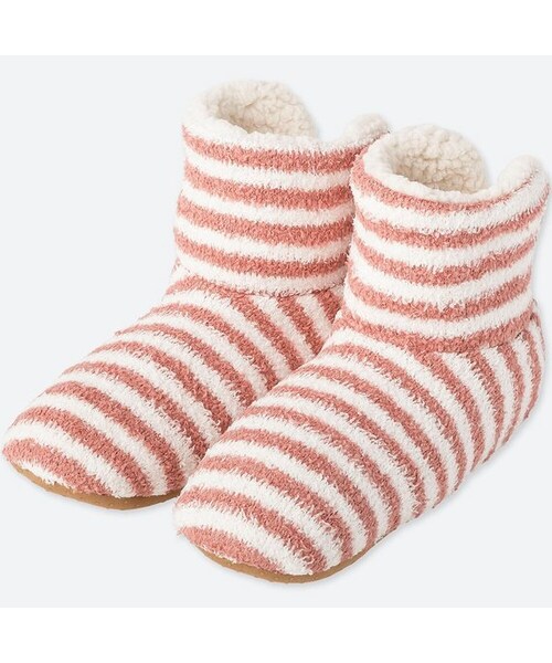 UNIQLO（ユニクロ）の「フラッフィーフリースルームシューズ（ボーダー）（ルームウェア/パジャマ・レディース・NAVY 69/PINK 12/NATURAL 30・L/XL/M）」の3枚目の写真