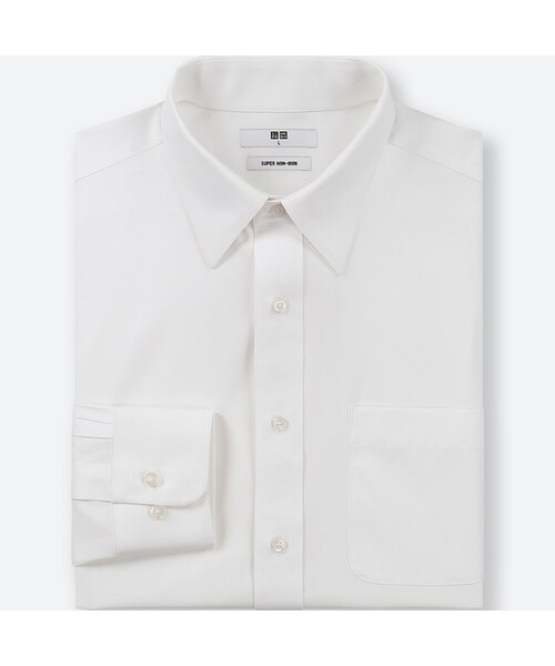 UNIQLO（ユニクロ）の「ファインクロススーパーノンアイロンシャツ（レギュラーカラー・長袖）（シャツ/ブラウス・メンズ・WHITE 00/PINK 12/LIGHT BLUE 60・4XL/L/XL/XXL/3XL/XS/M/S）」の2枚目の写真