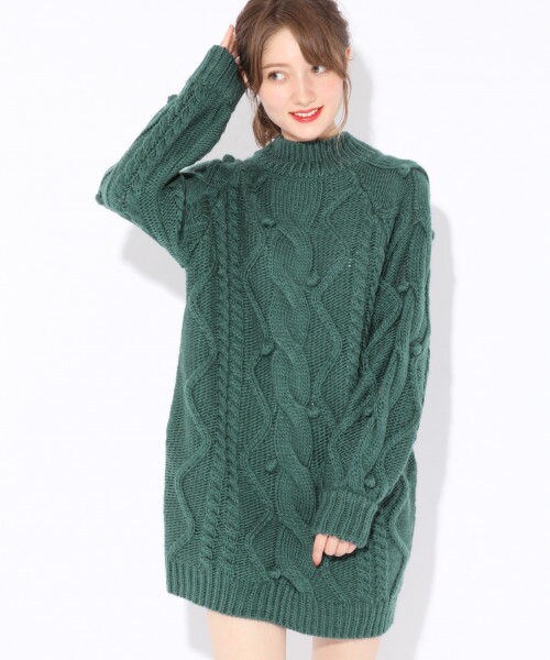 POLO BCS(ポロ・ビーシーエス) ケーブルニットワンピース ネイビー