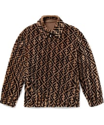 FENDI | Fendi Reversible Logo-Print Shearling And Leather Bomber Jacket(ライダースジャケット)