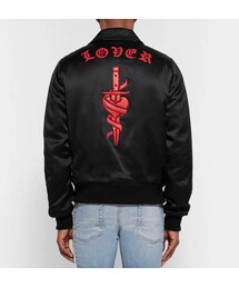 AMIRI（アミリ）の「AMIRI Leather-Appliquéd Satin Bomber Jacket