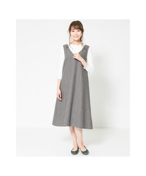 極美品アーバンリサーチロッソVネックニットワンピース　ボリュームスリーブ　カーキ URBAN RESEARCH ROSSO WOMEN（アーバンリサーチ ロッソ）の「A