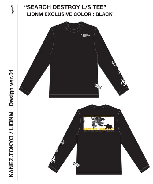kanez  lidmn  search  destroy ロンT KaneZ（ケインズ）の「KaneZ SEARCH DESTROY L/S TEE【ブラック