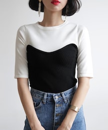 DHOLIC | レイヤード調配色ニット(ニット/セーター)