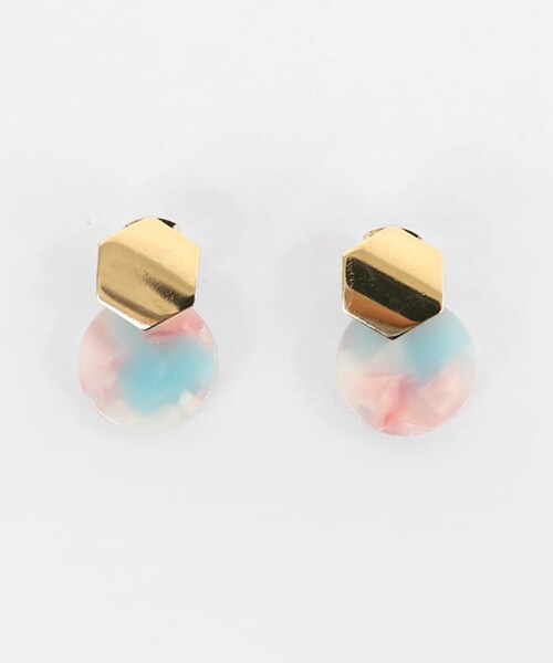 DHOLIC（ディーホリック）の「サークルヘキサゴンピアス（ピアス（両耳用）・レディース・ブラウン/ホワイト/ピンク・FREE）」の3枚目の写真