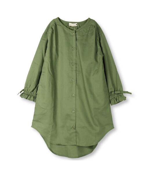 BRANSHES（ブランシェス）の「ノーカラーチュニック（チュニック・キッズ・カーキグリーン/ネイビーブルー・90cm～150cm）」の2枚目の写真