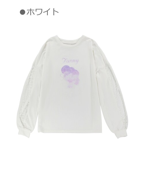 Bobon21（ボボンニジュウイチ）の「袖レースガーリービッグスウェット-全３色-（スウェット・レディース・ブラック/ホワイト/ピンク・S/M）」の2枚目の写真