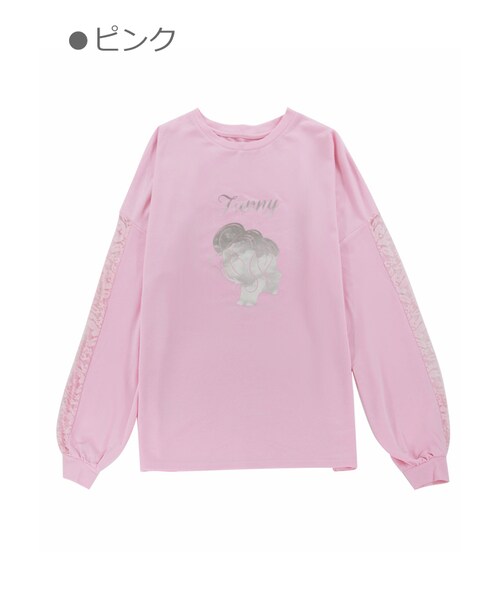 Bobon21（ボボンニジュウイチ）の「袖レースガーリービッグスウェット-全３色-（スウェット・レディース・ブラック/ホワイト/ピンク・S/M）」の3枚目の写真