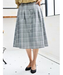 earth music&ecology | ・前ボタン付きチェックスカート(スカート)