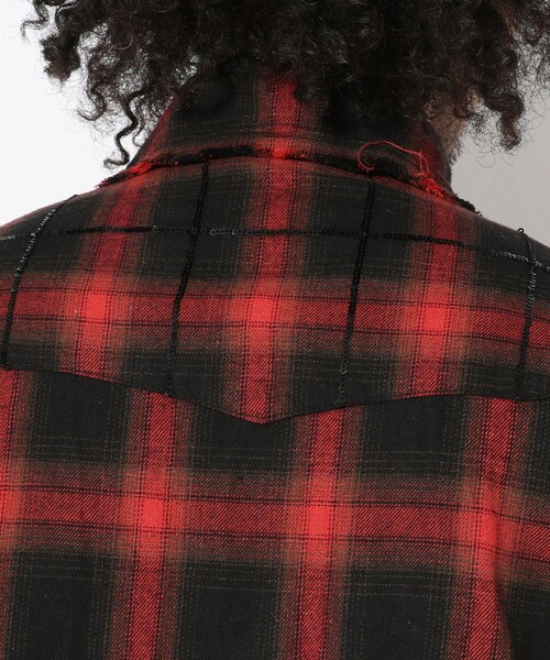 FranCisT_MOR.K.S.（フランシストモークス）の「FranCisT_MOR.K.S./フランシスト モークス/Spangle Ombre Check Zip-Up Shirts Jacket☆（トップス・メンズ・RED・RED/2 (販売中)/RED/3 (販売中)/RED/4 (残りわずか)）」の6枚目の写真
