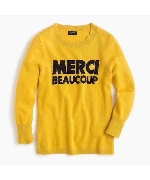 J.CREW（ジェイクルー）の「Everyday cashmere crewneck sweater with "merci beaucoup"（ニット/セーター・レディース・Gold・Xx-small/X-small/Small/Medium/Large/X-large/Xx-large）」の2枚目の写真