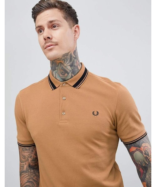 フレッドペリー　ポロシャツ　キャメル FRED PERRY（フレッドペリー）の「Fred Perry tipped polo in camel
