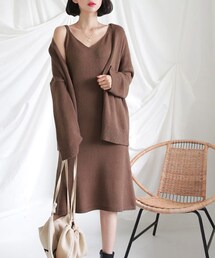 DHOLIC | 二ットロングワンピース&カーディガンSET(ワンピース)