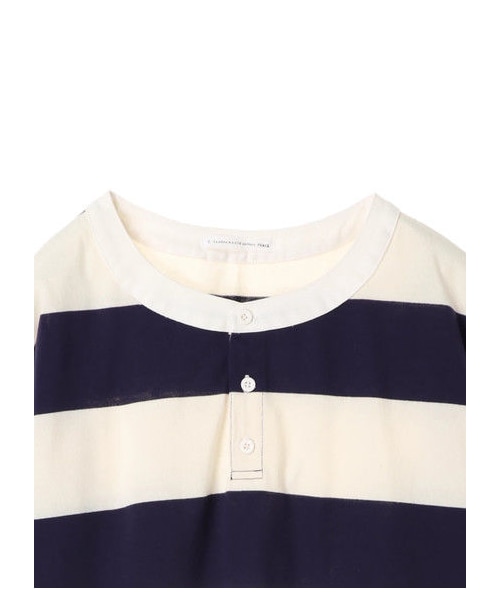 E hyphen world gallery（イーハイフンワールドギャラリー）の「・クルーラガーシャツ（トップス・オフホワイト/キャメル/ネイビー・F）」の3枚目の写真