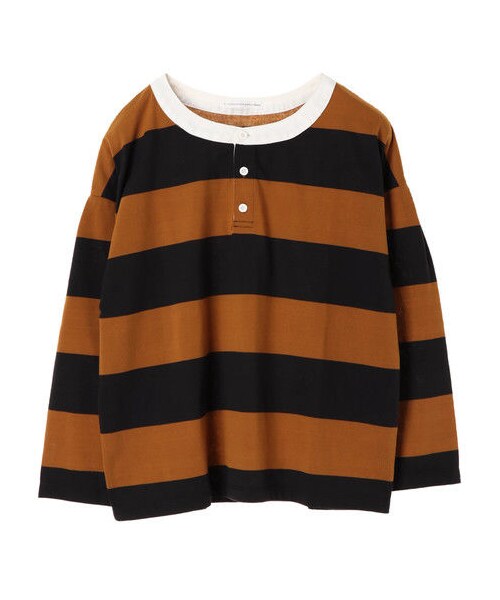 E hyphen world gallery（イーハイフンワールドギャラリー）の「・クルーラガーシャツ（トップス・オフホワイト/キャメル/ネイビー・F）」の7枚目の写真