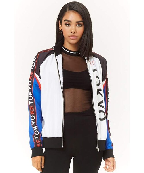 FOREVER 21(フォーエバー トゥエンティーワン)の「Forever 21 Tokyo Graphic Windbreaker(ジャケット/アウター・レディース・Red・Small/Medium/Large)」の4枚目の写真