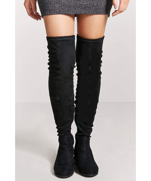 FOREVER 21（フォーエバー トゥエンティーワン）の「Forever 21 Faux Suede Thigh-High Boots（ブーツ・レディース・Brown/Black・6/7/7.5/8/9/10/5.5）」の6枚目の写真