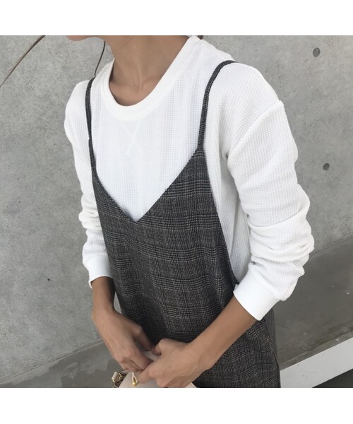 copine(コピン)の「大人カジュアル!カットワッフルクルーネックロンT(3color)【クリックポスト対象商品】(Tシャツ/カットソー・レディース・その他)」の2枚目の写真