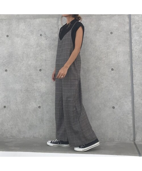 copine（コピン）の「再入荷！グレンチェック柄ワイドサロペット(2color)【クリックポスト対象商品】（つなぎ/オールインワン・レディース・その他）」の8枚目の写真