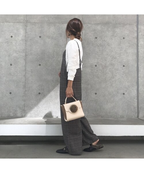 copine（コピン）の「再入荷！グレンチェック柄ワイドサロペット(2color)【クリックポスト対象商品】（つなぎ/オールインワン・レディース・その他）」の4枚目の写真