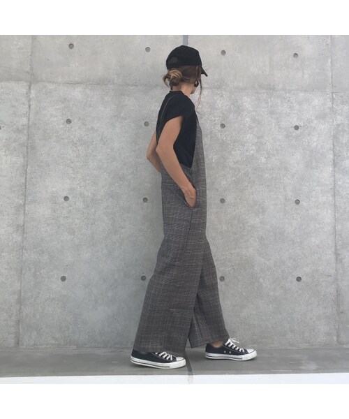 copine（コピン）の「再入荷！グレンチェック柄ワイドサロペット(2color)【クリックポスト対象商品】（つなぎ/オールインワン・レディース・その他）」の9枚目の写真
