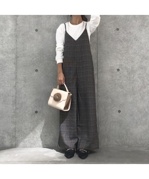copine（コピン）の「再入荷！グレンチェック柄ワイドサロペット(2color)【クリックポスト対象商品】（つなぎ/オールインワン・レディース・その他）」の6枚目の写真