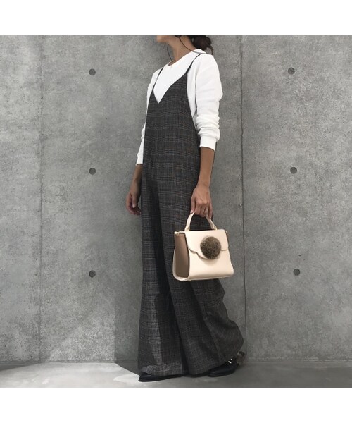 copine（コピン）の「再入荷！グレンチェック柄ワイドサロペット(2color)【クリックポスト対象商品】（つなぎ/オールインワン・レディース・その他）」の5枚目の写真