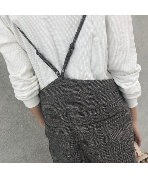 copine（コピン）の「再入荷！グレンチェック柄ワイドサロペット(2color)【クリックポスト対象商品】（つなぎ/オールインワン・レディース・その他）」の12枚目の写真
