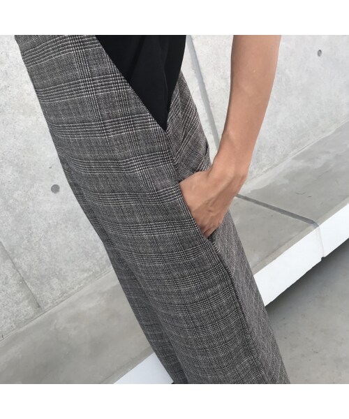 copine（コピン）の「再入荷！グレンチェック柄ワイドサロペット(2color)【クリックポスト対象商品】（つなぎ/オールインワン・レディース・その他）」の11枚目の写真