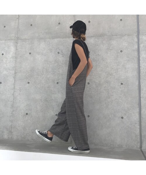 copine（コピン）の「再入荷！グレンチェック柄ワイドサロペット(2color)【クリックポスト対象商品】（つなぎ/オールインワン・レディース・その他）」の7枚目の写真
