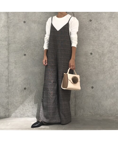copine（コピン）の「再入荷！グレンチェック柄ワイドサロペット(2color)【クリックポスト対象商品】（つなぎ/オールインワン・レディース・その他）」の3枚目の写真