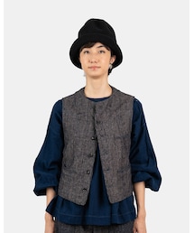 美品☆45rpm フォーティーファイブアールピーエム コットンツイード ベスト 45R（フォーティファイブアール）の「コットンツイードの908ベスト