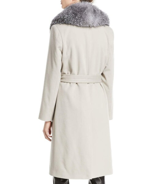 Sofia Cashmere（ソフィアカシミヤ）の「Sofia Cashmere Fur Shawl-Collar Long Wrap Coat（ジャケット/アウター・レディース・Brown・2/4/6/8/10/12/14）」の4枚目の写真