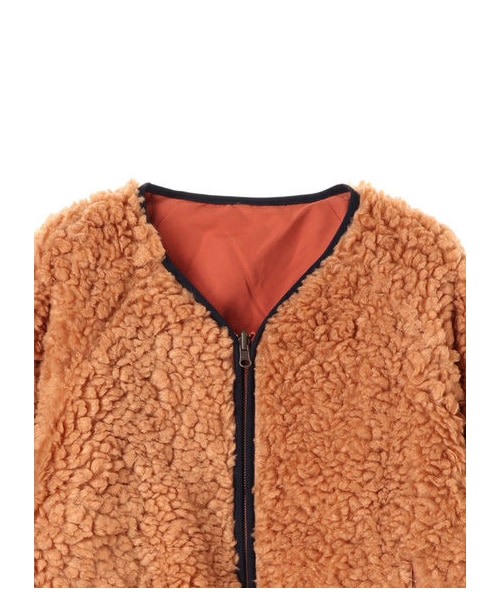 Green Parks(グリーンパークス)の「リバーシブルボアブルゾン(ジャケット/アウター・アイボリー/ブラック/ピンク/キャメル・F)」の5枚目の写真