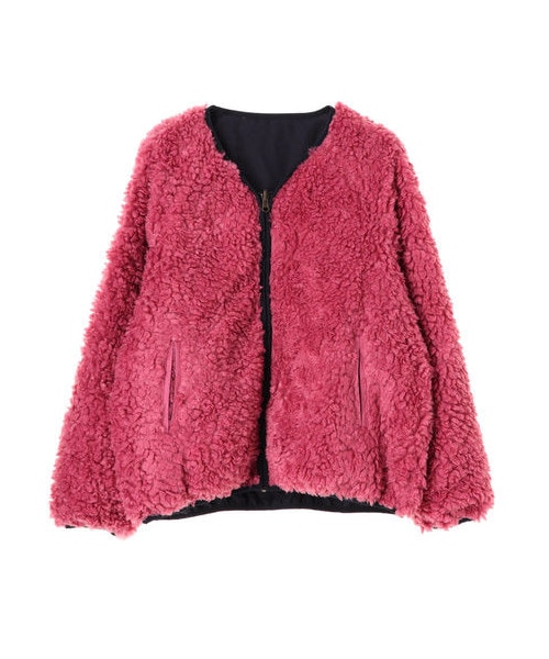 Green Parks(グリーンパークス)の「リバーシブルボアブルゾン(ジャケット/アウター・アイボリー/ブラック/ピンク/キャメル・F)」の12枚目の写真