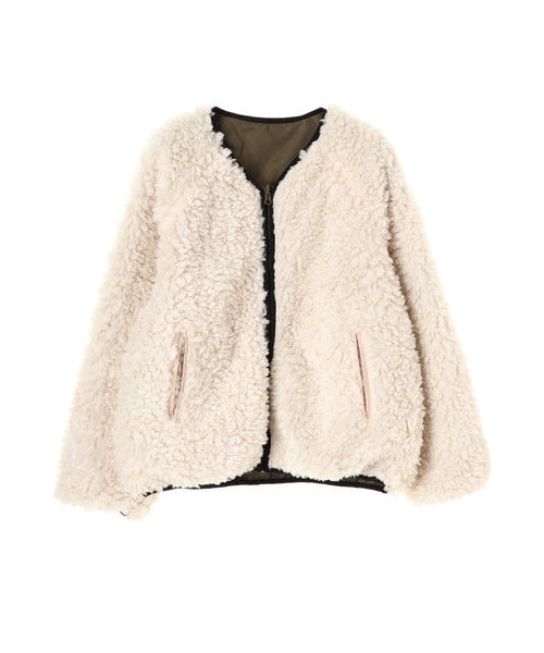 Green Parks(グリーンパークス)の「リバーシブルボアブルゾン(ジャケット/アウター・アイボリー/ブラック/ピンク/キャメル・F)」の10枚目の写真