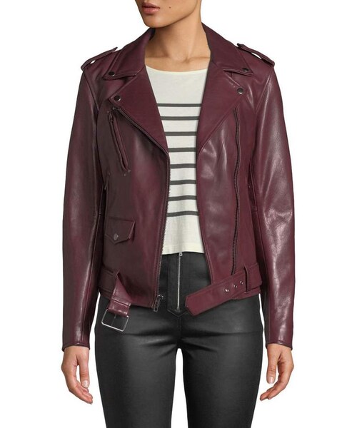 7 For All Mankind（セブンフォーオールマンカインド）の「7 For All Mankind Zip-Front Leather Biker Jacket（ライダースジャケット・レディース・Red・Large/Small/Medium）」の3枚目の写真