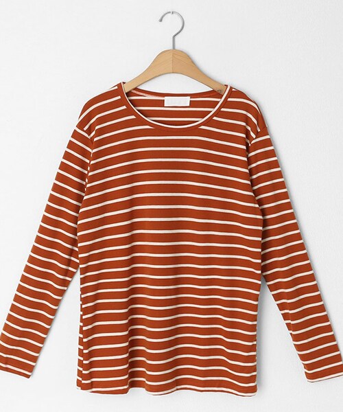 DHOLIC(ディーホリック)の「ボーダー長袖Tシャツ(Tシャツ/カットソー・レディース・グレー/グリーン/オレンジ/ブラック・FREE)」の4枚目の写真