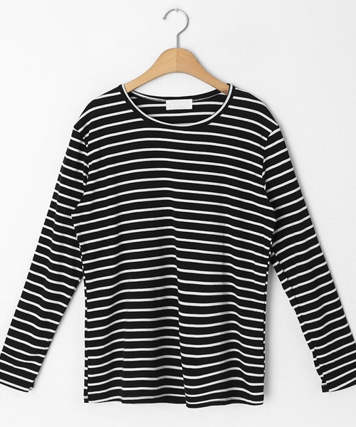 DHOLIC(ディーホリック)の「ボーダー長袖Tシャツ(Tシャツ/カットソー・レディース・グレー/グリーン/オレンジ/ブラック・FREE)」の2枚目の写真