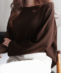 DHOLIC | ロールヘムボートネックニット(ニット/セーター)