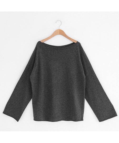 DHOLIC(ディーホリック)の「ロールヘムボートネックニット(ニット/セーター・レディース・ブラウン/ブラック/グレー/ベージュ・FREE)」の2枚目の写真