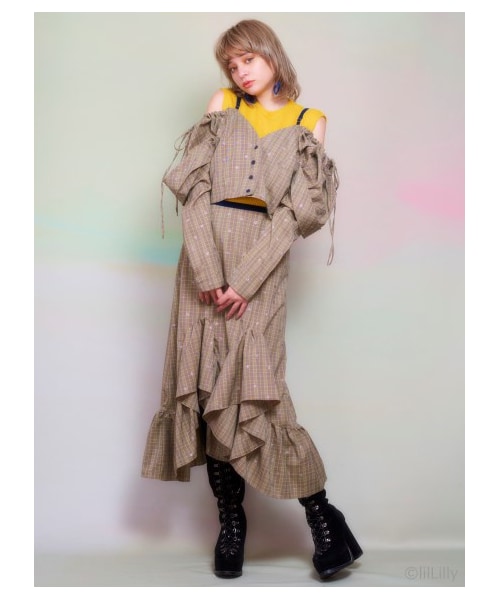 lilLilly（リルリリー）の「ドットチェックフリルスカート（）」 - WEAR