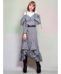 lilLilly（リルリリー）の「ドットチェックフリルスカート（）」 - WEAR