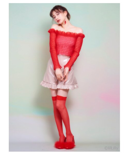 lilLilly(リルリリー)の「エナメルショートパンツ(パンツ・レディース・BEIGE/BLACK・S/M)」の2枚目の写真