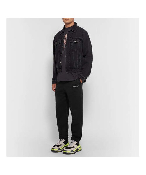BALENCIAGA(バレンシアガ)の「Balenciaga Tapered Logo-Print Loopback Cotton-Jersey Sweatpants(その他パンツ・メンズ・Black・S/XS/L/M/XL)」の4枚目の写真