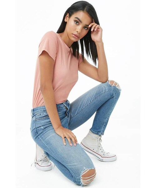 FOREVER 21（フォーエバー トゥエンティーワン）の「Forever 21 Distressed Straight-Leg Jeans（デニムパンツ・レディース・Blue・24/25/26/27/28/29/30/31）」の6枚目の写真