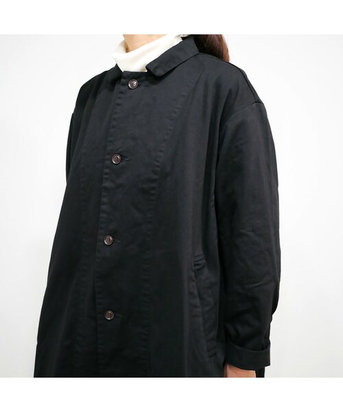 HARVESTY ハーベスティ　チノクロスオーバーコート　ブラック　サイズ1 HARVESTY｜ ハーベスティ ｜チノクロス オーバーコート｜size 1