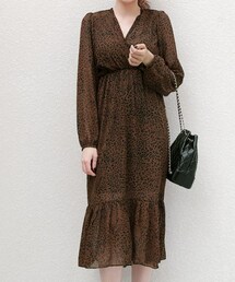 DHOLIC | Vネックレオパードワンピース(ワンピース)