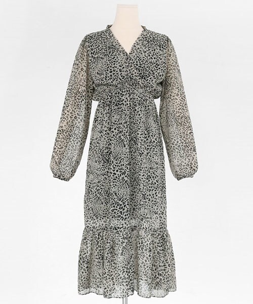 DHOLIC（ディーホリック）の「Vネックレオパードワンピース（ワンピース・レディース・ブラウン/グレー・FREE）」の2枚目の写真
