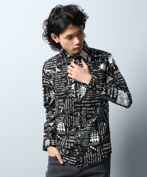 HARE（ハレ）の「ハンドタッチガラシャツ（トップス・メンズ・オフホワイト/ブラック・Ｍ/Ｓ）」の2枚目の写真